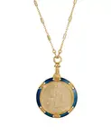 Круглое зодиакальное ожерелье с синими эмалевыми кристаллами 2028, libra - фото
