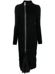sacai шерстяное платье миди на молнии, черный - фото