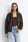 Куртка-Бомбер из искусственной кожи Pull And Bear, коричневый - фото
