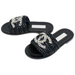 Шлепанцы женские Chanel с логотипом, черный - фото 5