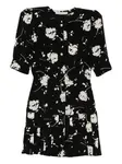 Мини-платье с принтом роз Alessandra Rich, черный - фото
