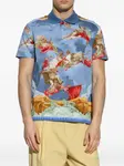 Поло с принтом Versace, синий - фото 3