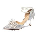 Ainer-cat Ainer cat Slim Heel High Heels 8cm Women's Silver - фото 3