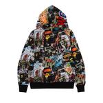 Худи BAPE Flyer Pattern Shark Full Zip Hoodie, Multicolor - фото 2