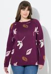 Джемпер Ulla Popken LEAF PATTERN LONG SLEEVE, Forest Berry/Berry - фото