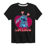 Футболка с рисунком Lovebug для мальчиков 8–20 лет Disney's Lilo & Stitch Licensed Character, черный - фото