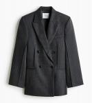 Пиджак H&M Double-Breasted Wool, темно-серый - фото