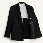 Пиджак Zara Double-Breasted Linen/Lyocell, черный - фото 2