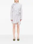 Полосатое платье-рубашка с бантом Msgm, белый - фото 2