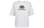Футболка женская Balenciaga с логотипом, серый / черный - фото