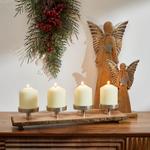 Подсвечник X-Mas, 48x12x8 см, натуральный/серебряный - фото 2