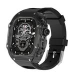 Чехол совместимый с Apple Strap из силикона Vobafe, прозрачный черный корпус + оранжевый ремешок - фото 8