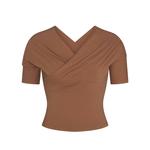 Топ SKIMS Cotton Jersey Wrap, коричневый - фото