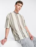 Нейтральная футболка оверсайз в вертикальную полоску ASOS DESIGN - фото