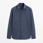 Рубашка Massimo Dutti 100% Linen Regular Fit, синий - фото