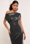 Платье Lipsy DRAPED MIDI , Black Faux Leather/Black - фото 3