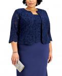 Кружевное платье и куртка больших размеров Alex Evenings, синий - фото 4