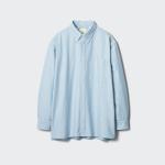 Рубашка Uniqlo Oxford Oversize Striped, голубой - фото