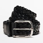 Ремень Massimo Dutti Braided Nappa Leather, черный - фото 2