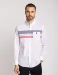 Рубашка U.S. Polo Assn Long Sleeve Engineered Stripe Poplin, белый/красный/синий - фото