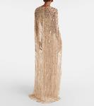 Рубиновое платье с накидкой и пайетками Jenny Packham, Illusion/Gold - фото 3