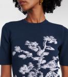 Жаккардовый топ Erdem, Cyanotype Etching Navy - фото 4