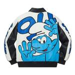 Куртка smurfs leather varsity jacket 'black blue white' Supreme, черный - фото 2