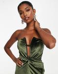 Оливковое бархатное платье макси с глубоким вырезом и v-образным вырезом спереди ASOS DESIGN - фото 4