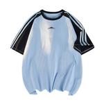 Футболка унисекс KW, абрикосовая и светло-голубая - фото 6