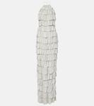 Многоярусное платье с оборками Tom Ford, Ice Grey - фото