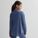 Девчачья оверсайз вафляная рубашка 6-20 в размерах regular и plus So, Cyclone Blue - фото 2