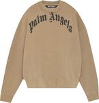 Толстовка Palm Angels GD Curved Logo Crewneck 'Beige/Black', загар - фото 2