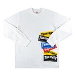 Лонгслив Supreme x Thrasher Multi Logo Long-Sleeve Tee 'White', белый - фото