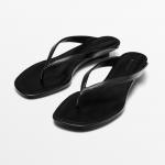 Сандалии Massimo Dutti Mid-Heel With Toe Divider, черный - фото