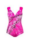 Купальник ABSTRACT PRINT PLEATED STRAP CUTOUT Ulla Popken, розовый - фото 2