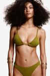 Мягкий лиф бикини с треугольными чашечками H&M, зеленый - фото