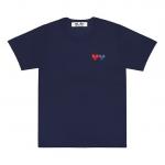 Футболка double hearts logo tee 'navy' Comme Des Garcons Play, синий - фото