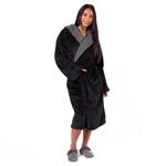 Фланелевой флисовый халат с капюшоном Халат из шерпы Sienna, черный - фото 5