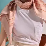 HERMES Шёлковый шарф Mulberry бежевый, Beige - фото 8