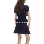 Футболка с крючком и расклешенным низом Self-portrait, темно-синий - фото 4