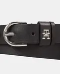 Кожаный ремень с логотипом Tommy Hilfiger, черный - фото 2