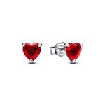 Серьги Pandora Red Heart Stud Earrings, стерлинговое серебро - фото