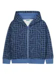 Клетчатое худи на молнии Kenzo Kids, синий - фото