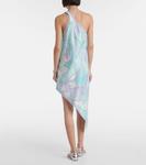 Асимметричное мини-платье Orchidee из шелкового твила Pucci, Aqua Orchidee - фото 3