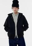 Толстовка PULL&BEAR Zip-up sweatshirt, Black - фото