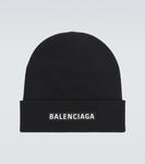 Шерстяная шапка с добавками Balenciaga, черный - фото