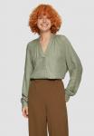 Блуза MELIERTE MIT RAFFUNG QS, зеленый - фото