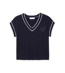 Вязаный жилет из шерсти и хлопка с рельефным узором Monnalisa, Blu/Panna - фото