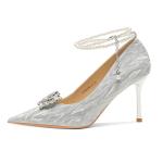 Ainer-cat Ainer cat Slim Heel High Heels 8cm Women's Silver - фото 5