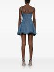Расклешенное мини-платье из денима Self-Portrait, синий - фото 4